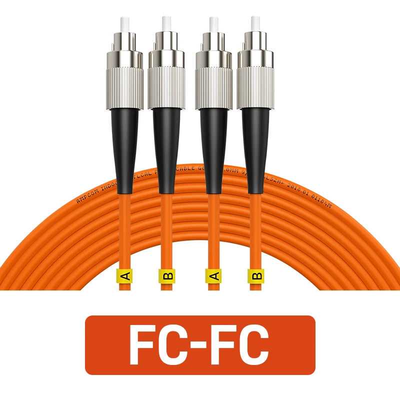 AMPCOM SC LC FC ST Optical Fiber Patch Cable 50/125μm UPC to UPC Duplex OM2 Multimode LSZH (OFNR) 3.0mm Fiber Optic Patch Cord