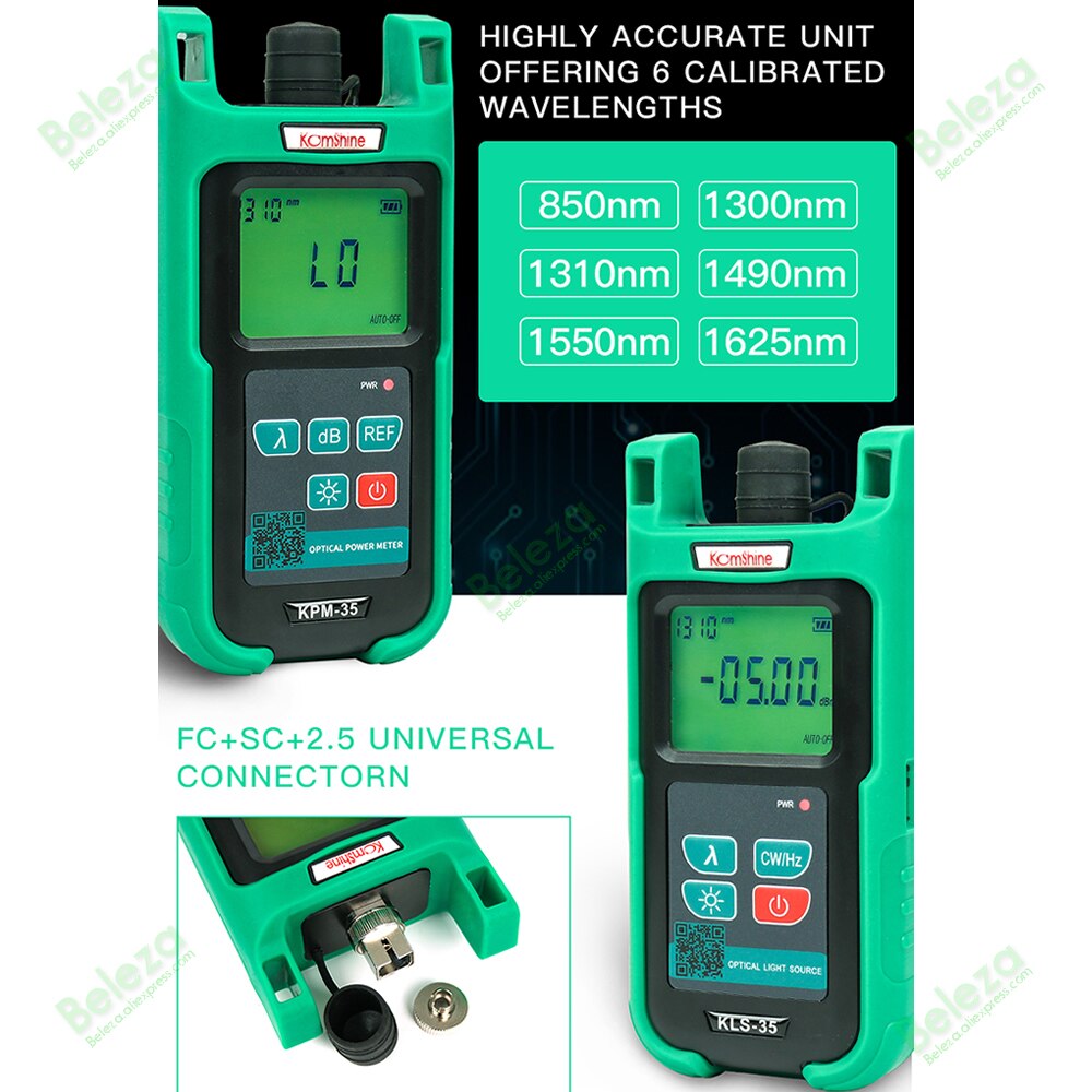 KomShine OPM KPM-35-A and LS KLS-35-S Optic Fiber Power Meter FTTH Cable Tester and Singlemode Fiber Optical Light Source KLS-35