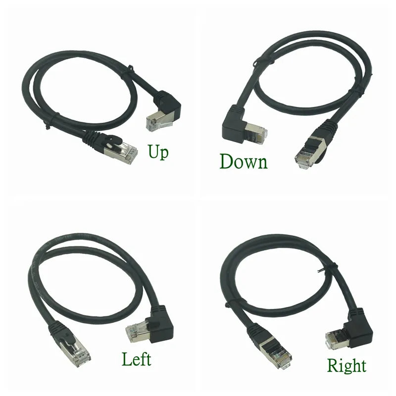 CAT6 Round Ethernet Cat 6 Lan Cable RJ 45 Network Patch Cord Right Angle 90 Degree For Laptop Router RJ45 Internet Cable White