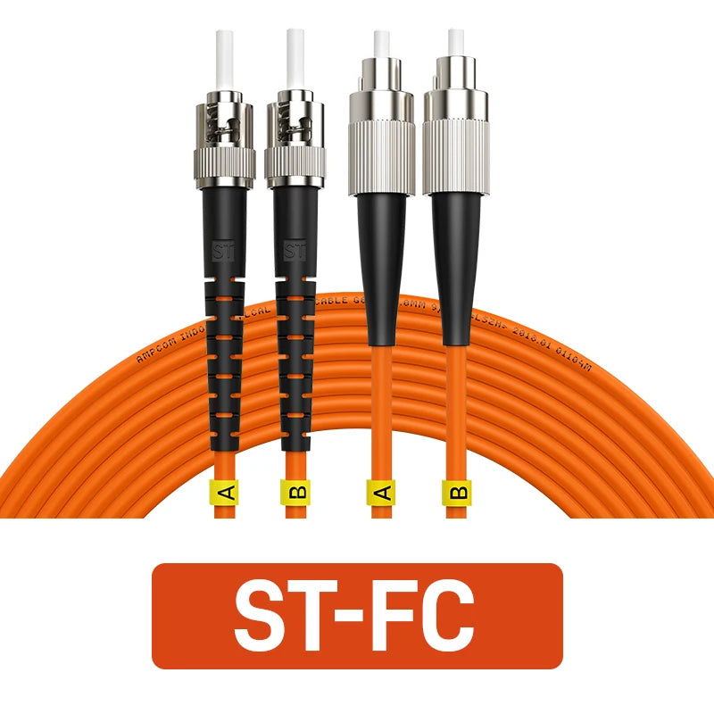 AMPCOM SC LC FC ST Optical Fiber Patch Cable 50/125μm UPC to UPC Duplex OM2 Multimode LSZH (OFNR) 3.0mm Fiber Optic Patch Cord