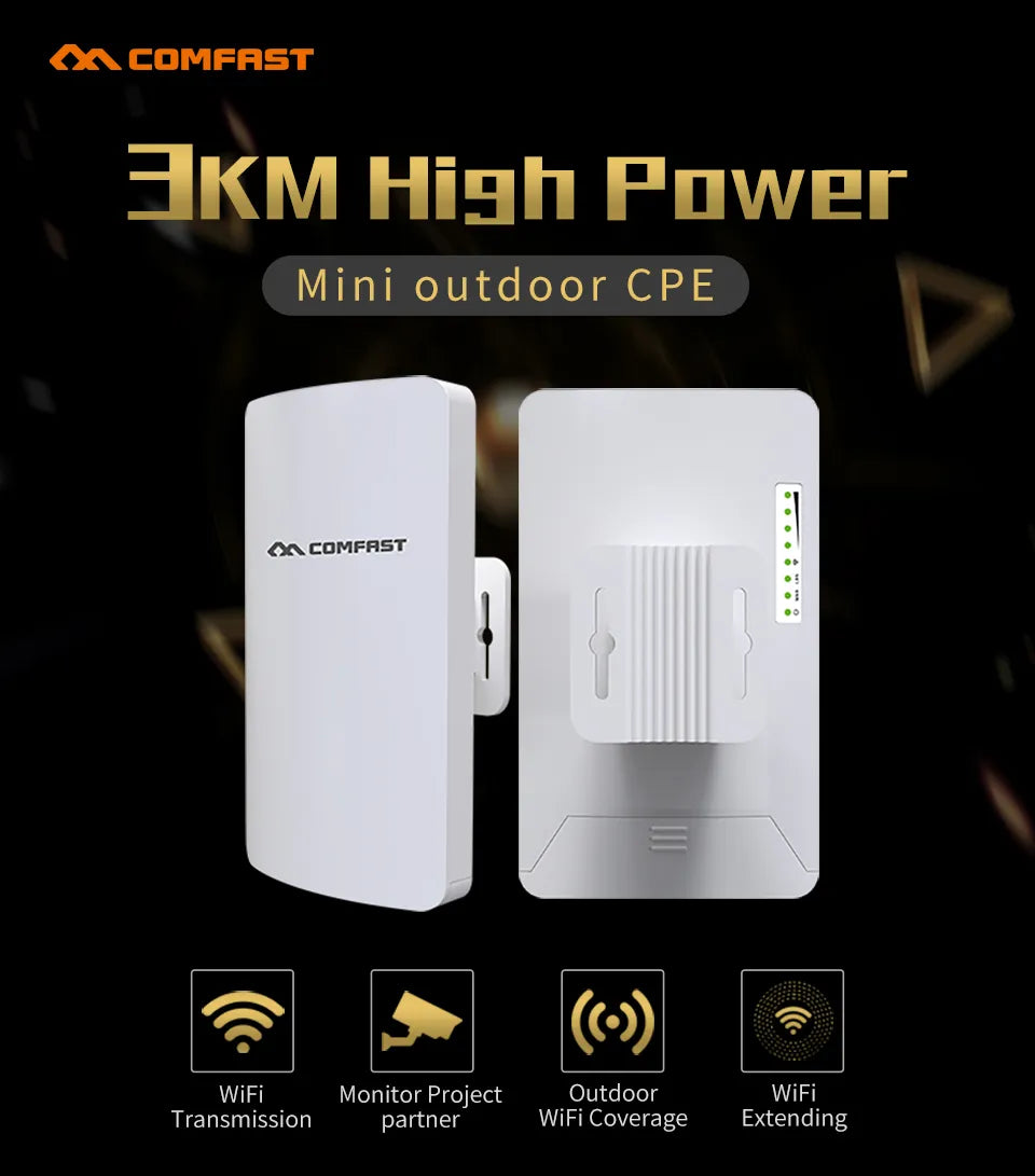 COMFAST Long Range 1-3KM Outdoor Wireless AP Router Wi-fi Bridge 300Mbps 5.8Ghz WIFI CPE 2*14dBi WI-FI Antenna Nanostation