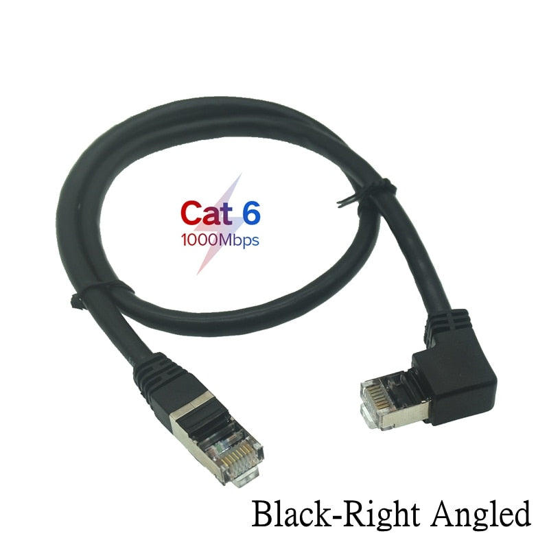 CAT6 Round Ethernet Cat 6 Lan Cable RJ 45 Network Patch Cord Right Angle 90 Degree For Laptop Router RJ45 Internet Cable White