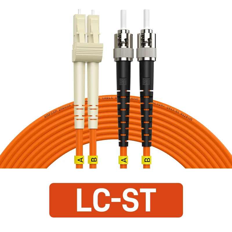 AMPCOM SC LC FC ST Optical Fiber Patch Cable 50/125μm UPC to UPC Duplex OM2 Multimode LSZH (OFNR) 3.0mm Fiber Optic Patch Cord