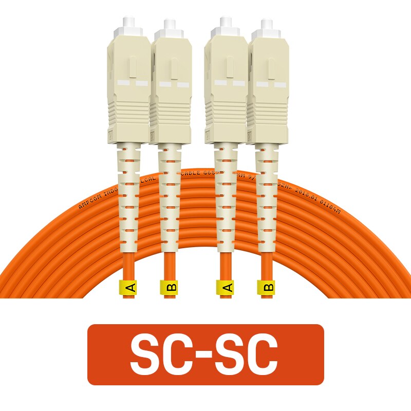 AMPCOM SC LC FC ST Optical Fiber Patch Cable 50/125μm UPC to UPC Duplex OM2 Multimode LSZH (OFNR) 3.0mm Fiber Optic Patch Cord