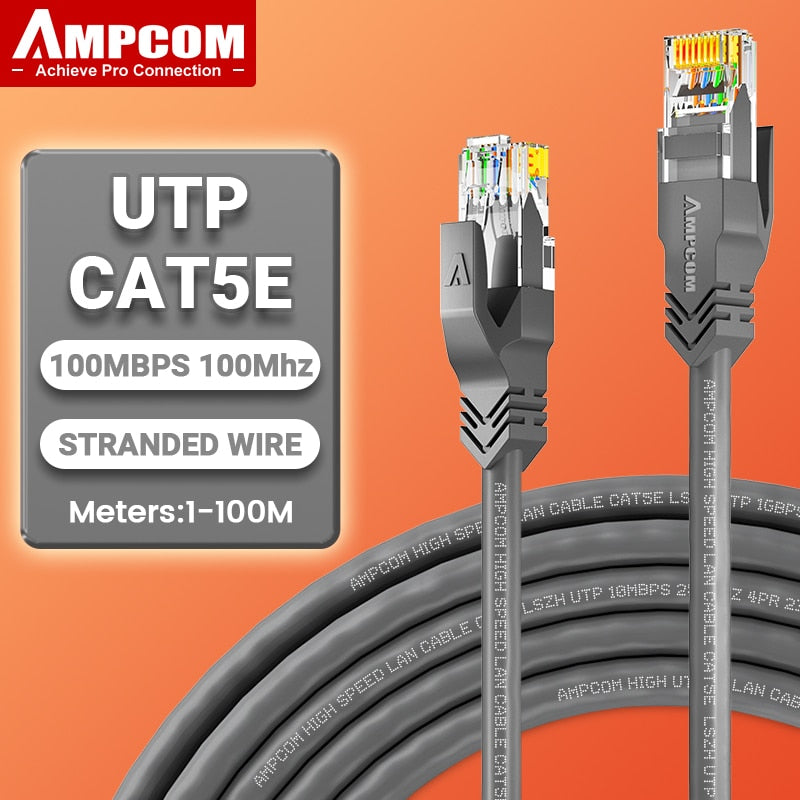 AMPCOM RJ45 Ethernet Cable, Cat5e Lan Cable UTP CAT 5e RJ 45 Network Cable Patch Cord for Desktop Computers Laptop Modem Router