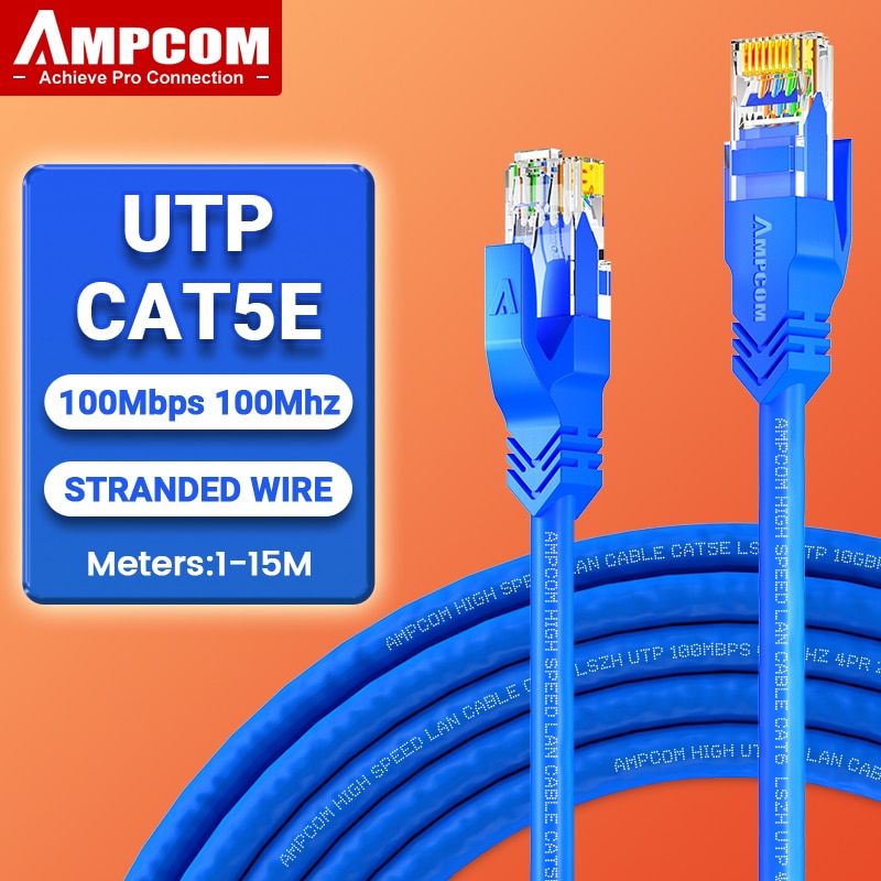 AMPCOM RJ45 Ethernet Cable, Cat5e Lan Cable UTP CAT 5e RJ 45 Network Cable Patch Cord for Desktop Computers Laptop Modem Router