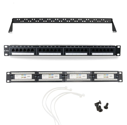 12 / 24 /48 Ports CAT6 UTP Keystone Patch Panel 19inch 1U/2U Cat6 Cable Frame Faceplate Rj45 Patch Panel 24port Listed Rackmount